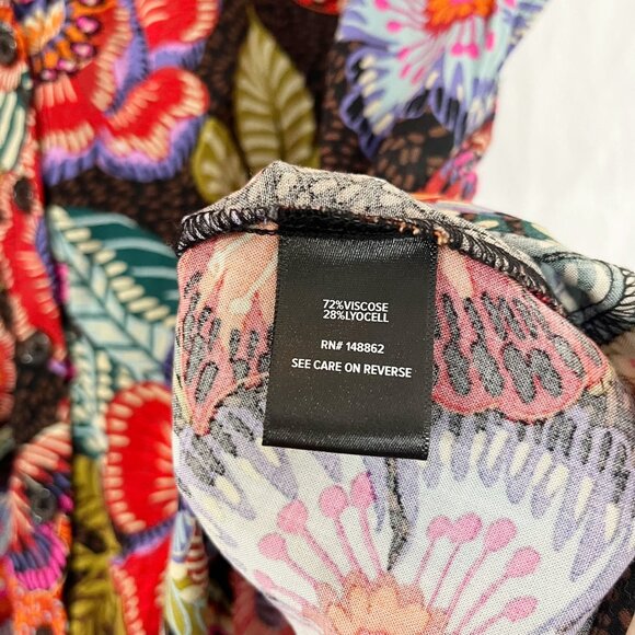 Torrid Black Brown Pink Multicolor Tie Front Boxy Fit Top Boho - Size 0X - Picture 4 of 6